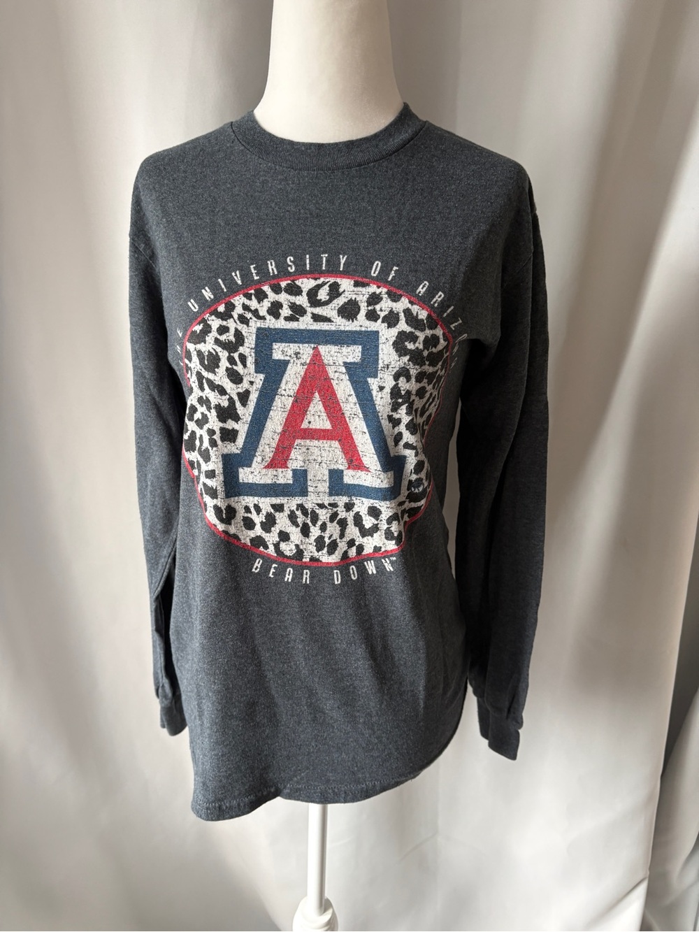 Women’s University of Arizona Leopard Logo Long Sleeve Tee - Charcoal